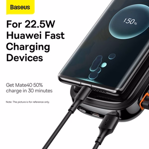 Baseus Qpow Pro 20000mAh išorinė baterija, USB + USB-C, PD 22,5W, su USB-C laidu (PPQD060301), juoda