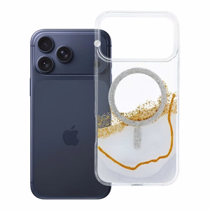 Чехол для iPhone 17 Pro Max / 18 Pro Max (низкий край камеры) Golden совместимый с MagSafe белый