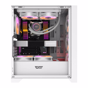 Darkflash DRX70 MESH kompiuterio korpusas (baltas) + 4 RGB ventiliatoriai