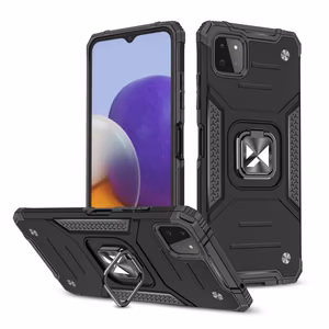 Wozinsky Žiedinis apsauginis dėklas su stovu tvirtas juodas Samsung Galaxy A22 4G