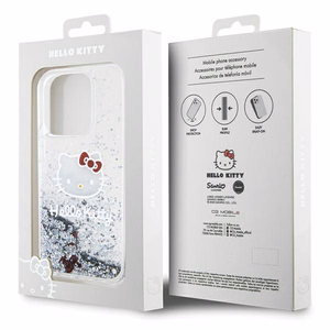 Hello Kitty skysto blizgučių pakabukai Kitty Head dėklas telefonui iPhone 14 Pro - sidabrinis