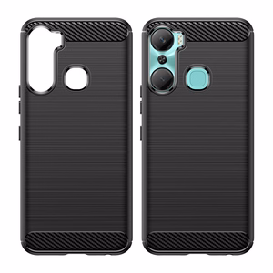 Carbon Case чехол для Infinix Hot 12 Pro гибкая силиконовая карбоновая крышка чёрный