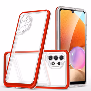 Skaidrus 3in1 dėklas Samsung Galaxy A32 5G rėmelio gelinis dangtelis raudonas