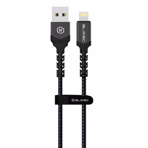 Blavec kabelis Raptor pintas - USB į Lightning - 2,4A 1 metras Apple CarPlay (CRA-UL24BG10) juodas-pilkas