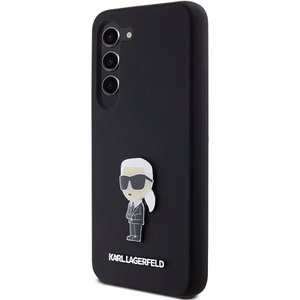Karl Lagerfeld silikoninis Ikonik metalinis smeigtukas dėklas telefonui Samsung Galaxy S23+ - juodas