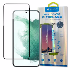 Bestsuit 3D Edge Nano Flexi Glass stiklo plėvelė visas ekranas grūdintas stiklas su rėmeliu Samsung Galaxy S22 + (S22 Plus) skaidrus