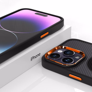 Tel Protect Magnetic Carbon dėklas iPhone 13 Pro juodai-oranžinis