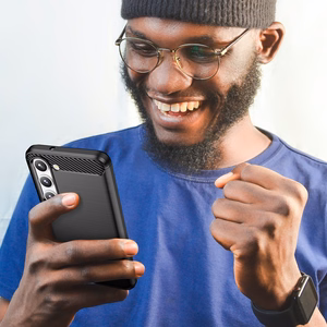 Carbon dėklas telefonui Samsung Galaxy S23+ lankstus silikoninis anglies dėklas juodas