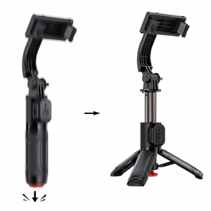 Acefast E42 asmenukių lazda su automatiniu trikoju ir Bluetooth nuotolinio valdymo pulteliu 63 cm - juoda