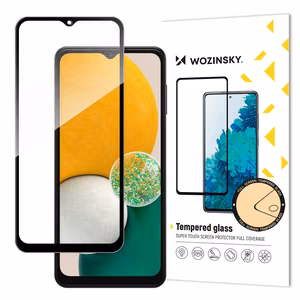 LCD apsauginis stikliukas "Wozinsky 5D Full Glue" Samsung A135/A137 A13/A136 A13 5G/A235 A23 4G/A236 A23 5G pritaikytas dėklui juodas