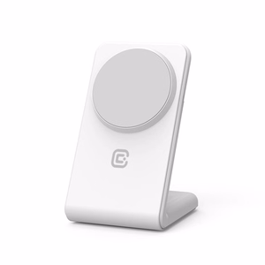 Беспроводное зарядное устройство 2 в 1 Crong MagSpot Stand для iPhone и AirPods, совместимое с MagSafe, белое