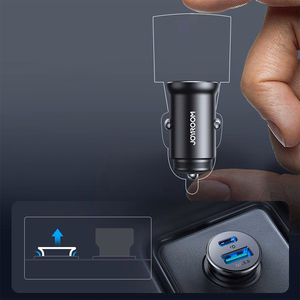 Joyroom JR-CCN05 automobilinis įkroviklis USB-C / USB-A 30W, juodas