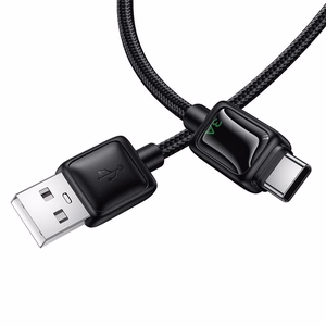Кабель с LCD USB A на USB C Hoco 3A 1,2 м U146 черный