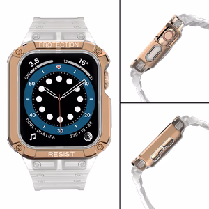 Protect Strap Band for Apple Watch 38/40/41mm Armored Case Strap - Transparent, Rose Gold