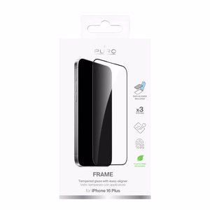 Puro Frame apsauginis stiklas su rėmeliu iPhone 16 Plus