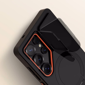 Tech-Protect Kevlar Aura Magnetinis dėklas telefonui Samsung Galaxy S25 Ultra - juodas/oranžinis