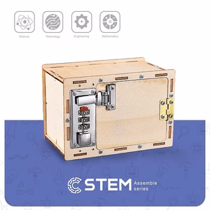 Деревянный конструктор "Механический сейф", обучающая STEM игрушка