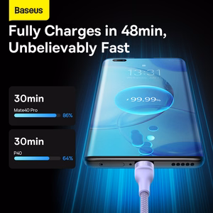 Baseus Cable Flash Series II 3 in 1 - USB to Type C, Lightning, Micro USB - 66W 6A 1,2 metres (CASS040005) purple
