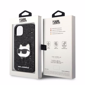 Karl Lagerfeld KLHCP14MG2CPK iPhone 14 Plus 6.7" kietasis dėklas juodas/juodas Blizgus Choupette Patch