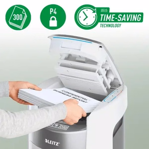 Leitz 80420000 IQ Optimax AutoFeed 300 paper shredder, P4, 300 sheets, 25-litre waste bin