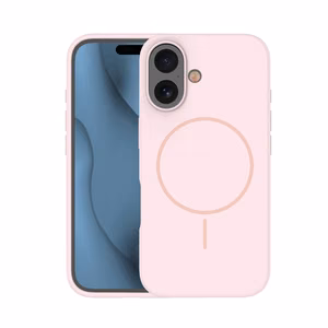 Силиконовый тонкий Mag Чехол для iPhone 16 6,1" светло-розовый