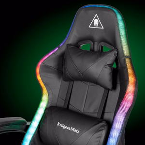 Kruger&Matz GX-150 žaidimų kėdė, juoda, su LED apšvietimu ir 7 taškų masažu