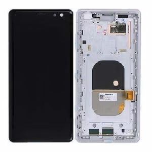 LCD ekranas Sony Xperia XZ3 H8416/H9436 su lietimo ekranu su rėmeliu baltas originalus (naudotas Grade A)