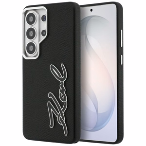 Karl Lagerfeld Grained Signature Metal Resin Logo Чехол для Samsung Galaxy S26 Ultra - чёрный