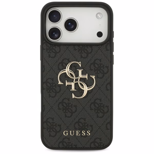 Dėklas Guess PU 4G Metal Logo Apple iPhone 17 Pro Max pilkas