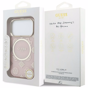 Guess IML Peony Dot MagSafe dėklas for iPhone 17 Pro - rožinis