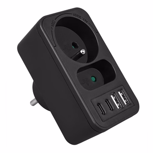 Maclean MCE249 F/B – разветвитель сетевой розетки, 2 розетки, 4 порта USB: 2×USB-A и 2×USB-C PD 20 Вт, 1×16 А + 1×6 А