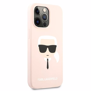 Karl Lagerfeld Silikoninis Karl`o galvos dėklas telefonui iPhone 13 Pro Max 6.7" - šviesiai rožinis
