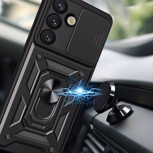 Чехол Hybrid Armor Camshield с подставкой и защитой камеры для Samsung Galaxy M06 5G / F06 5G - чёрный