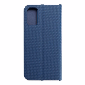 LUNA Book Carbon dėklas telefonui Xiaomi Redmi Note 10 5G / Poco M3 Pro / Poco M3 Pro 5G mėlynas