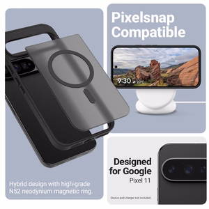 Crong Hybrid Matte Magnetic MagSafe dėklas, skirtas Google Pixel 11, juodas