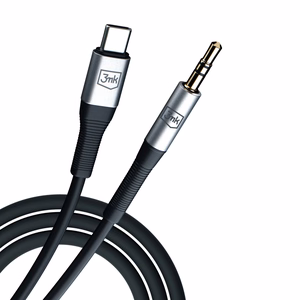 3mk USB-C to 3.5 mm AUX cable, 1 m – silver