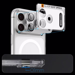 Spigen Optik Pro XL GLAS.TR EZ FIT grūdintas stiklas, skirtas iPhone 18 Pro Max, sidabrinis