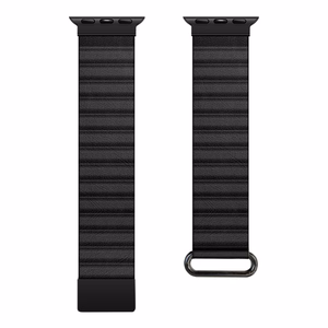 Магнитный ремешок Crong Eclipse из экокожи для Apple Watch 44 / 45 / 46 / 49 мм, чёрный