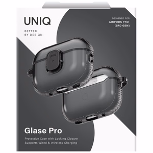 Uniq Glase Pro Case for AirPods Pro 3 Lock Case - Transparent Black