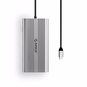 Orico XDR 12 viename USB-C prijungimo stotelė USB-A USB-C HDMI 4K VGA RJ45 Gigabit PD 100W SD ir microSD kortelių skaitytuvas - sidabrinė
