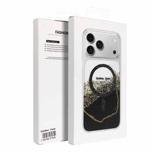 Чехол для iPhone 17 Pro Max / 18 Pro Max (низкий край камеры) Golden совместимый с MagSafe черный