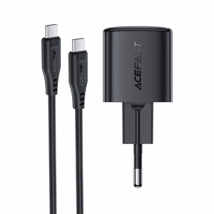 Įkroviklis Acefast A118 30W GaN USB-C + USB-C į USB-C laidas 1.2m juodas