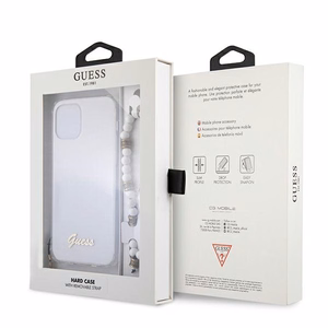 Guess GUHCP12LKPSWH iPhone 12 Pro Max 6,7 skaidrus kietas dėklas balta perlų kolekcija