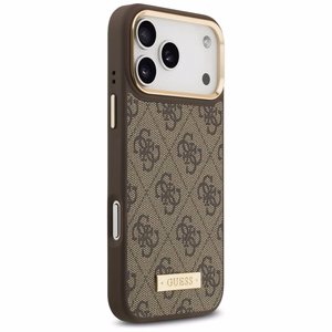 Guess 4G Logo Plate Magnetinis dėklas iPhone 17 Pro Max - rudas