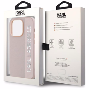 Karl Lagerfeld Saffiano Rhinestones & Charm dėklas telefonui iPhone 15 Pro - rožinis