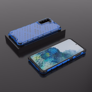 Honeycomb dėklas telefonui šarvuotas dėklas su TPU buferiu Samsung Galaxy S21+ 5G mėlynas