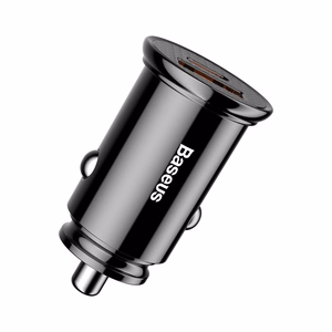 Baseus Circular Plastic QC 3.0 PD automobilinis įkroviklis 1x USB-C - USB jungtis 30W juodas