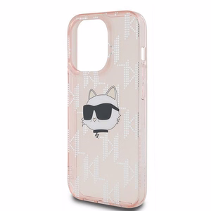 Karl Lagerfeld IML Choupette galvos ir monogramos dėklas iPhone 13 Pro Max - rožinė