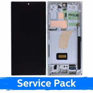 LCD дисплей совместимый с Samsung S918 S23 Ultra с рамкой / Sky Blue (Lime) / (Service Pack)