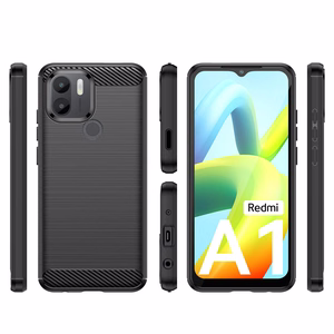 Чехол Carbon Case для Xiaomi Redmi A1+ гибкий силиконовый под карбон чёрный